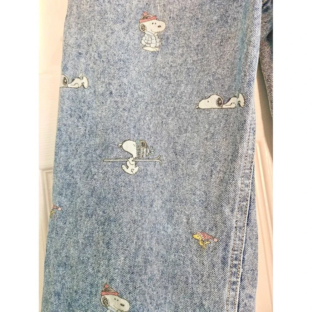 Justice Girls Peanuts Snoopy Wide Leg Acid Wash Jeans Light Blue Size 10